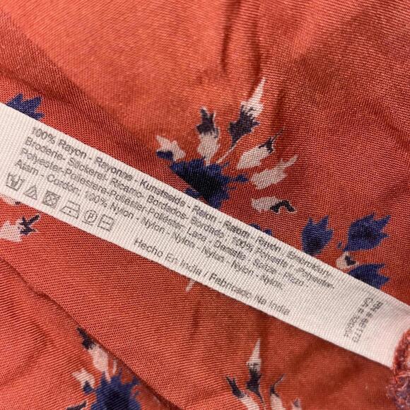 Intimately Free People Orange Floral Mini Dress Lace Wrap Eyelet Medium New - Picture 8 of 13